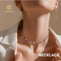 ราคา สร้อยไข่มุก ทรงมันฝรั่ง ไข่มุกสีชมพู ไซส์ 7 mm มุกแท้100 มุกน้ำจืด พลอยอเมทิสต์ Clover8jewelry (40728823210)