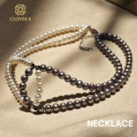 ราคา สร้อยไข่มุก ทรงมันฝรั่ง ไข่มุกสีขาว ดำ ไซส์ 5 6 mm มุกแท้100 มุกน้ำจืด Clover8jewelry (54957965987)