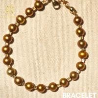 ราคา สร้อยข้อมือไข่มุก ทรงมันฝรั่ง ไข่มุกสีทอง ไซส์ 6 7 mm มุกแท้100 มุกน้ำจืด Clover8jewelry (27094370781)