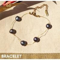 ราคา ข้อมือไข่มุก ทรงบารอค ไข่มุกสีดำ ไซส์ 5 6 mm มุกแท้100 มุกน้ำจืด Clover8jewelry (54007295710)