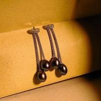 ราคา ต่างหูไข่มุกระย้า หยดน้ำ ไข่มุกสีดำ ไซส์ 7 mm มุกแท้ 100 มุกน้ำจืด Clover8jewelry (41171898260)