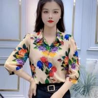 ราคา เสื้อเชิ้ตลายดอกไม้สำหรับผู้หญิง สำหรับฤดูใบไม้ผลิและฤดูใบไม้ร่วง คอกระพุ้งนุ่ม (53553660083)