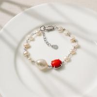 ราคา Ar Kang Collection AKB322 AKB323 สร้อยข้อมือเงินแท้ ประดับหินแท้ Sea Bamboo Coral White Pearl ชุบทองคำขาว และโรสโกลด์ (28457140537)