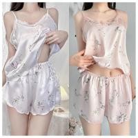 ราคา sexy pajamas ชุดนอนซาติน เซตชุดนอน เสื้อกั๊ก กางเกงขาสั้น ตกแต่งลูกไม้ สวมใส่สบาย พร้อมส่งจากไทย (25335899556)