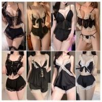 ราคา sexy pajamas ชุดนอนซาติน เซตชุดนอน ชุดนอน 2 ชิ้น เปลือยหลัง โค้งคำนับ ลูกไม้ ผ้าเนื้อนุ่ม แฟชั่น ส่งไวจากไทย (53402204349)