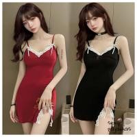 ราคา sexy pajamasm กระโปรงสวย เดรสลูกไม้ ชุดนอนคอวี โบว์เล็ก ช่องผ่าด้านข้าง ราคาถูก ส่งไวจากไทย (42509502493)