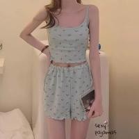 ราคา sexy pajamas ชุดอยู่บ้าน ชุดน่ารัก ทูพีช ลายเชอรี่ ผ้าใส่สบาย ราคาถูก ส่งไวจากไทย (40557755323)