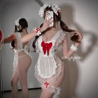 ราคา sexy pajamas ส่งจากไทย ชุดคอสเพลย์ ชุดเมดแม่บ้าน ชุดชั้นในเซ็กซี่ สไตล์ผ้ากันเปื้อน (28114734074)
