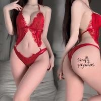 ราคา sexy pajamas ชุดเซ็กซี่ ชุดบอดี้สูท เปิดหลัง สีแดง ลูกไม้เซ็กซี่ คอฮอลเตอร์ เชือกผูก คอวีลึก ส่งไวจากไทย (25196177112)
