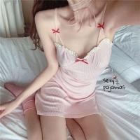 ราคา sexy pajamas ชุดนอนลูกไม้เซ็กซี่ ชุดเดรสสายเดี่ยว ฟรีไซส์ โบว์เล็ก ชมพูดำ สวมใส่สบาย ส่งจากไทย (25233735017)
