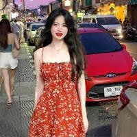 ราคา sexy pajamas ชุดนอนผู้หญิง ชุดเดรสสายเดี่ยว สีแดง เดรสกระโปรง ฟรีไซส์ สลิง ส่งจากไทย H9357 (27555630531)