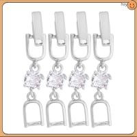 ราคา 4 ชิ้นทองเหลืองเงินพับ Over Clasps Rhinestone เครื่องประดับโซ่ huyisheng (50711380814)