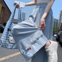 ราคา สินค้าใหม่ ขนาดใหญ่ขนาดผ้าไหมน้ําแข็งกางเกงขากว้างผู้หญิงฤดูร้อนบางสไตล์เอวสูงหลวมเชื้อราขอบผ้าม่านตรงข้อเท้า ที่ (51711509987)