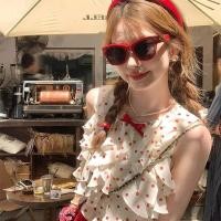 ราคา สินค้าใหม่ เสื้อแขนกุดจับจีบลายจุดฝรั่งเศสผู้หญิงฤดูร้อนสไตล์ใหม่หวานน่ารักสีแดง (52261460880)