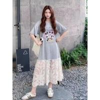 ราคา มาใหม่ อ้วน มม ขนาดใหญ่พิเศษ 150 กก สีเทาการ์ตูนพิมพ์เสื้อยืดผู้หญิงฤดูร้อนสบายๆลูกไม้เย็บกระโปรงยาวอินเทรนด (44711432772)