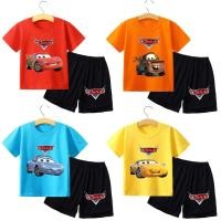 ราคา ชุดเสื้อยืดเด็ก Lightning McQueen Racing การ์ตูน Top กางเกงขาสั้น 2 ชิ้นชุดกีฬาของขวัญเด็ก (57960992417)