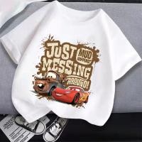ราคา CARS การ์ตูน McQueen เสื้อยืดเด็กคอกลมเสื้อยืดแขนสั้นสีขาวระบายอากาศ (41131003981)