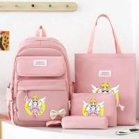 ราคา เซเลอร์มูนแฟชั่นพิมพ์อเนกประสงค์กระเป๋าเป้สะพายหลัง4ชิ้นความจุขนาดใหญ่ถุงแฟ้มกล่องดินสอของขวัญวันเกิด (49059758178)