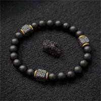 ราคา ONU ยืดหยุ่นปรับสร้อยข้อมือบุรุษ 8 มม นิล ลาวาหินลูกปัดสร้อยข้อมือสําหรับชายลูกปัด Charm สร้อยข้อมือยืดหยุ่น FEI (57710685774)