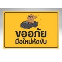 ราคา สติกเกอร์pvc ขออภัยมือใหม่หัดขับ ขนาด15x10ซม สำหรับนักขับมือใหม่สติกเกอร์คงทน กันน้ำ (56152539024)