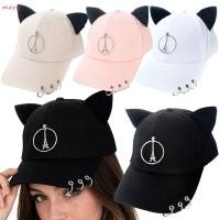 ราคา MERY หมวกเบสบอล ผ้าฝ้าย Casual Hip Hop หมวก Creative Cat Ear แหวนโลหะพ่อหมวก Street Dress (47361329701)