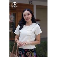 ราคา เสื้อผ้าฝ้าย คอปาดแขนสั้น มีกิมมิคดีเทลกระดุมถักสุดเก๋ ผ้าฝ้ายเยื่อไผ่ อัดผ้ากาวทั้งตัว เนื้อนุ่มใส่สบาย (24928486128)