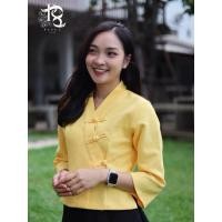 ราคา เสื้อพื้นเมืองสีเหลืองนวล ทรงคอวีป้ายกระดุมจีนถักดอกไม้handmadeแขนสี่ส่วน ผ้าฝ้ายเยื่อไผ่งานอัดกาวพรีเมียมทั้งตัวใส่สบาย (42357548538)