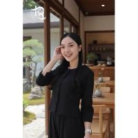 ราคา เสื้อพื้นเมืองสีดำ ทรงคอกลม แขนสี่ส่วนผ่าข้างตัวและปลายแขน ผ้าฝ้ายเยื่อไผ่อัดกาวอย่างดีทั้งตัวใส่สบาย (57252741372)