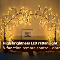 ราคา 96 ไฟ LED สาขาโคมไฟเถาแสงอบอุ่นโคมไฟต้นไม้ USB พร้อม 8 โหมดไฟต้นไม้ LED งอได้สําหรับผนัง (45157403942)