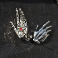 ราคา Autamay บุคลิกภาพ Dark Punk มือ Hell ต่างหูสตั๊ด Inlay สีแดง Rhinestone Evil Eyes ต่างหู Cool Hip Hop หูเครื่องประดับใหม่ (44560372154)