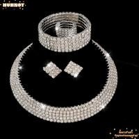 ราคา ฮะนัท ต่างหูชุดสร้อยคอ ต่างหูสร้อยข้อมือคริสตัลชุดเครื่องประดับ เครื่องประดับเจ้าสาว ศักดิ์สิทธิ์ โซ่สร้อยคอแหวนคอโซ่ผู้ห (57462391460)