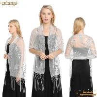 ราคา HUHNOT ผ้าคลุมไหล่แต่งงานที่หรูหรา ระบายอากาศได้ Tulle ลูกไม้ Hollow ดอกไม้ Sheer ผ้าพันคอ แฟชั่นปักลูกไม้เลื่อมลูกไม้ผ้าคลุมไหล่เจ้าสาว (55262383025)
