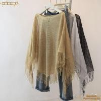 ราคา HUHNOT ถัก Poncho Top Shimmer ไม่สมมาตรถักพู่โครเชต์ผ้าคลุมไหล่ พร้อมพู่ Sheer โครเชต์ตาข่ายหนึ่งไหล่ตาข่าย Wrap Capelet ฤดูใบไม้ผลิฤดูร้อน (50912387827)