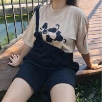 ราคา เสื้อ Oversize สกรีนลาย ดาวแมว เสื้อทาสแมว Unisex ผ้าCottonพรีเมี่ยม คอกลม เสื้อไซส์ใหญ่ ทรงยาว (23142382008)