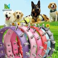 ราคา QHENTIN ปลอกคอสุนัขแมว Cool สีสันสัตว์เลี้ยง Spiked Studded Collars สบายหนังประณีตปรับสายคล้องคอสัตว์เลี้ยงแมว (56462368175)