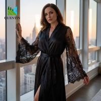 ราคา QUENTIN ซาติน Night Robe V คอสบายผ้าไหมซาติน Nightdress แฟชั่นแขนยาว Plus ขนาดชุดนอน Lady ชุดนอน (47561044731)