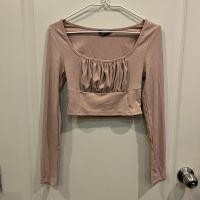 ราคา ส่งต่อ เสื้อครอปแขนยาวสีชมพูนม (43170331270)