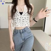 ราคา มาสมีโต กลวงแขนกุดแขวน ยกทรงผ้าฝ้ายหวานโครเชต์เสื้อกั๊ก ฤดูร้อนสไตล์ฝรั่งเศสเย็บปักถักร้อยดอกไม้ด้านหน้าท็อปส์พืช (50260507665)