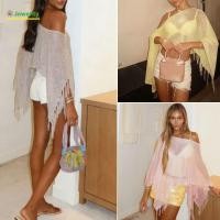 ราคา JOWENY ถัก Poncho Top ถักพู่พู่โครเชต์ผ้าคลุมไหล่ Casual ไหล่หนึ่งไหล่ผ้าคลุมไหล่ผ้าพันคอฤดูใบไม้ผลิฤดูร้อน (53061619416)