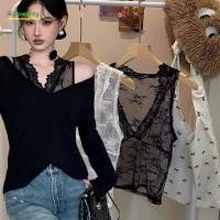 ราคา เสื้อลูกไม้ JOWENTY Crop Top ลายดอกไม้ trim ขอบลูกไม้ เหมาะสำหรับฤดูร้อน (50205724526)