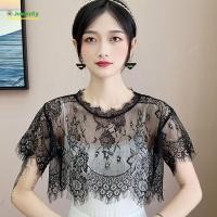 ราคา JOWENTY ผ้าคลุมไหล่กลวงออก ผ้าคลุมไหล่ลูกไม้สีขาวสีดํา ผ้าพันคอผู้หญิง Shrug Cape Poncho ฤดูใบไม้ผลิฤดูใบไม้ร่วง (52360273098)