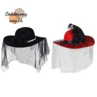 ราคา OAKDENEMYWAY หมวกดอกไม้ ผ้าคลุมหน้าวินเทจตาข่ายหมวกหมวก แฟชั่น Felt Fedoras สุภาพสตรี (45611729935)