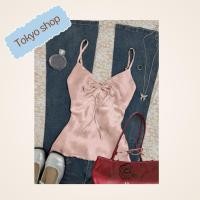 ราคา เสื้อสายเดี่ยวผู้หญิงผ้าชีฟองสีพื้นผูกปมหรูหราสำหรับฤดูร้อน (52761437881)