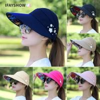 ราคา IFAYSHOW หมวกกันแดดผู้หญิงสุภาพสตรี Anti UV หมวกปีกกว้างพับได้หมวกลําลอง (53058990508)