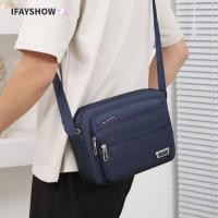 ราคา IFAYSHOW กระเป๋าสะพายข้างผู้ชาย ไนลอนสีดําสีน้ําตาลสีฟ้าสีเขียวกระเป๋าสะพาย สี่เหลี่ยมผืนผ้า Boy Messenger กระเป๋าเดินทาง (54562140791)
