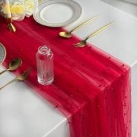ราคา SEEO ผ้าปูโต๊ะปาร์ตี้ 75x300 ซม Tulle Pearl Table Runner กลางแจ้ง Bohemian Table Cloth Dessert Table Decor (53112510136)