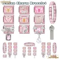 ราคา HUHNOT Charm ลิงค์อิตาลี สีชมพู DIY ทําสร้อยข้อมืออิตาลี Charms Link Connector Multi Function Spliceable สแตนเลส DIY สร้อยข้อมือชุดปาร์ตี้การจับคู่ (54161643996)