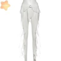 ราคา IMLON Ruffles เข็มขัดผู้หญิง ไม่สม่ําเสมอยาวพู่สะโพกผ้าม่านเข็มขัด แฟชั่น Y2K สีขาวมินิกระโปรง Streetwear (55811881351)