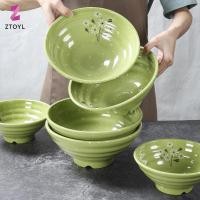 ราคา ZTO t ชามบะหมี่กึ่งเมลามีนที่ทนต่อการแตกหัก Thiened ดอกไม้ชามขนาดใหญ่ชามซุปอาหารพลาสติกบนโต๊ะอาหารเลียนแบบ Porcelain สีเขียว 7 8 9 นิ้ว (53711398520)