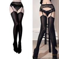 ราคา Exhila Oil Glossy Garter เข็มขัดต้นขาถุงน่องลูกไม้ชุดชั้นใน Pantyhose Tights (56910416099)
